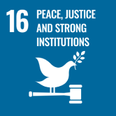 SDGs Goal 16 “Peace, Justice and Strong Institutions” icon (dove and olive branch, book and pen symbolizing justice)